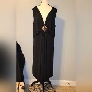 London Times Black Sleeveless V-Neck Womens Plus Size 22 Sequin Accent Dress NWT